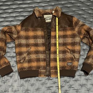 Levi's Tan and Brown Plaid Jacket with Leather Details